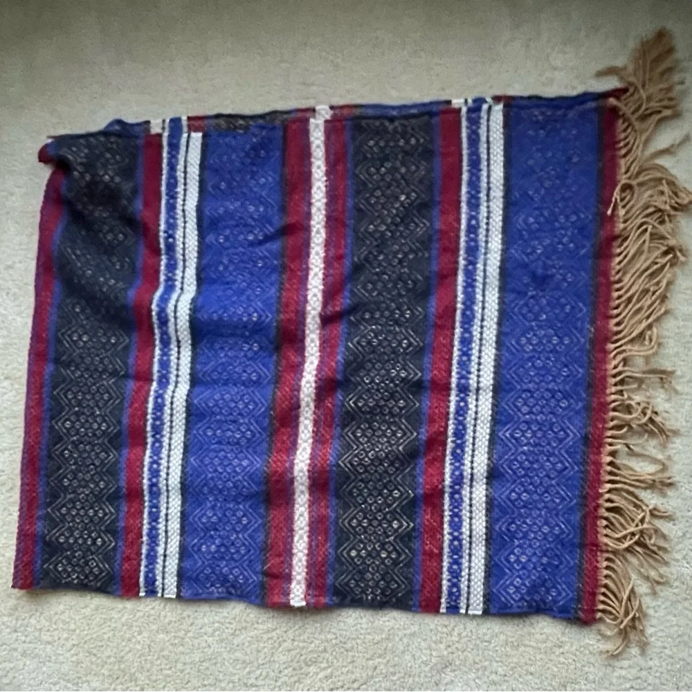 Merona Multicolor Winter Blanket Rectangle Scarf w/ Fringe Edges - 72x26 - EUC